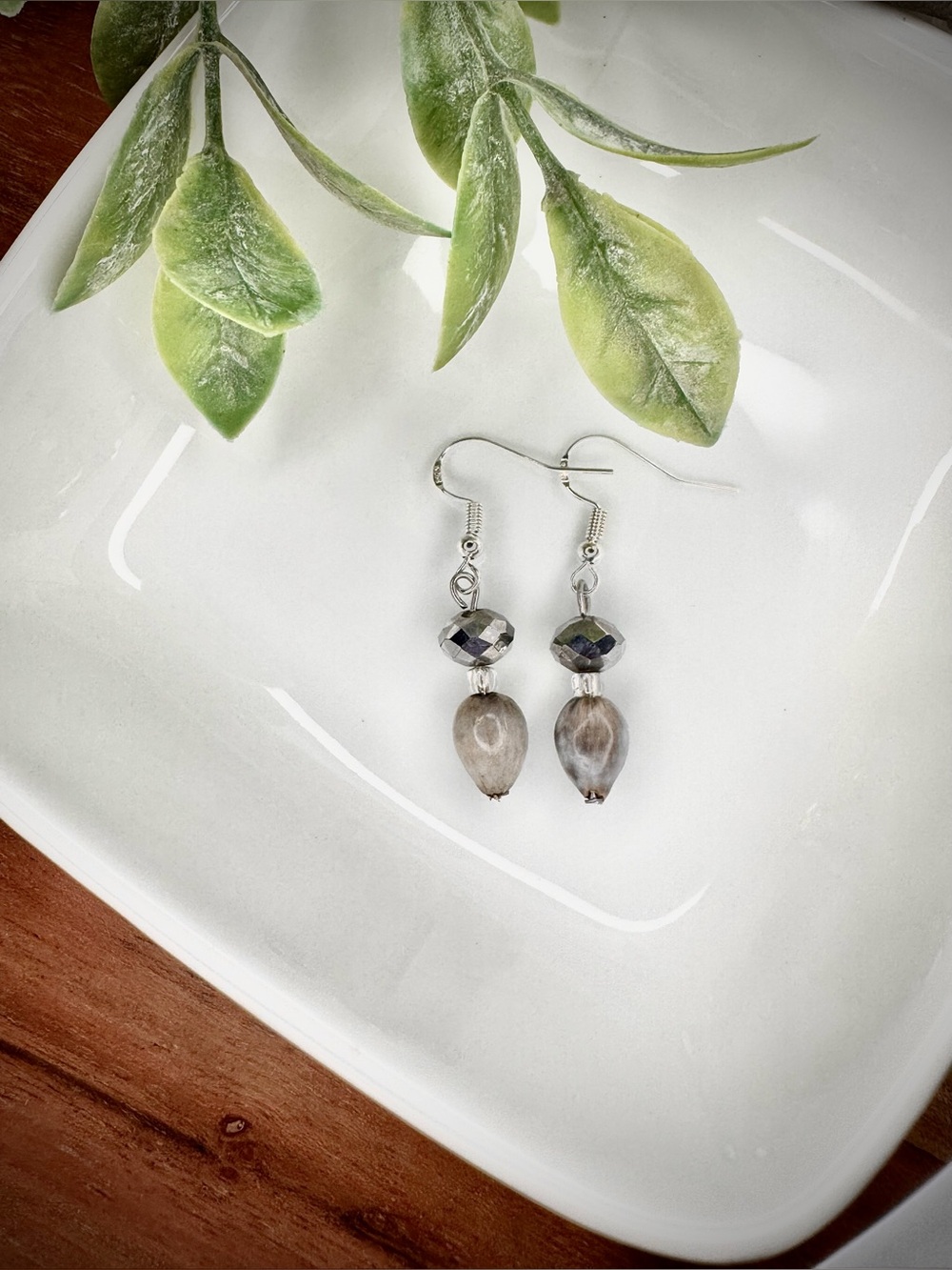 Job’s Tears Seed Bead Dangle Earrings with 925 Sterling Silver Hooks